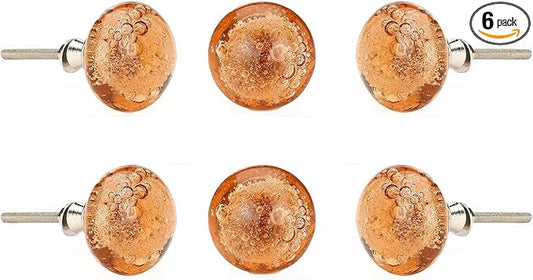Perilla Home Set of 6 Knobs - Decorative Crystal Pulls Handles - Glass Knobs for Home Decor, Interior, Room, Kitchen, Cabinet, Hardware, Cupboard, Door, Knobs, Dresser, Wardrobe and Drawer