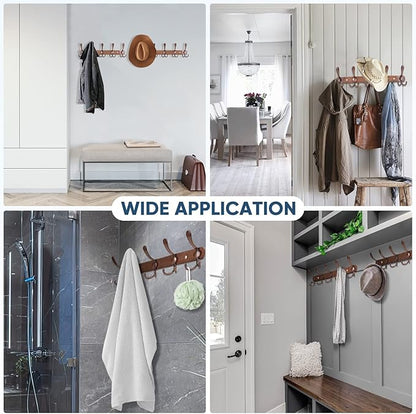 TICONN Wall Mounted Coat Rack, Five Heavy Duty Tri Hooks All Metal Construction for Jacket Coat Hat in Mudroom Entryway (Antique Bronze, 1-Pack)