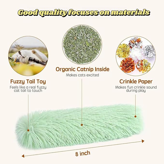 Catnip Toys with 3Pcs Cat Toys - Skin-Friendly Pillow Kicker Toy for Indoor Cats with Crinkle Paper, Catnip & Teething Soother (Pink/Green/Blue)-Mewly Pet