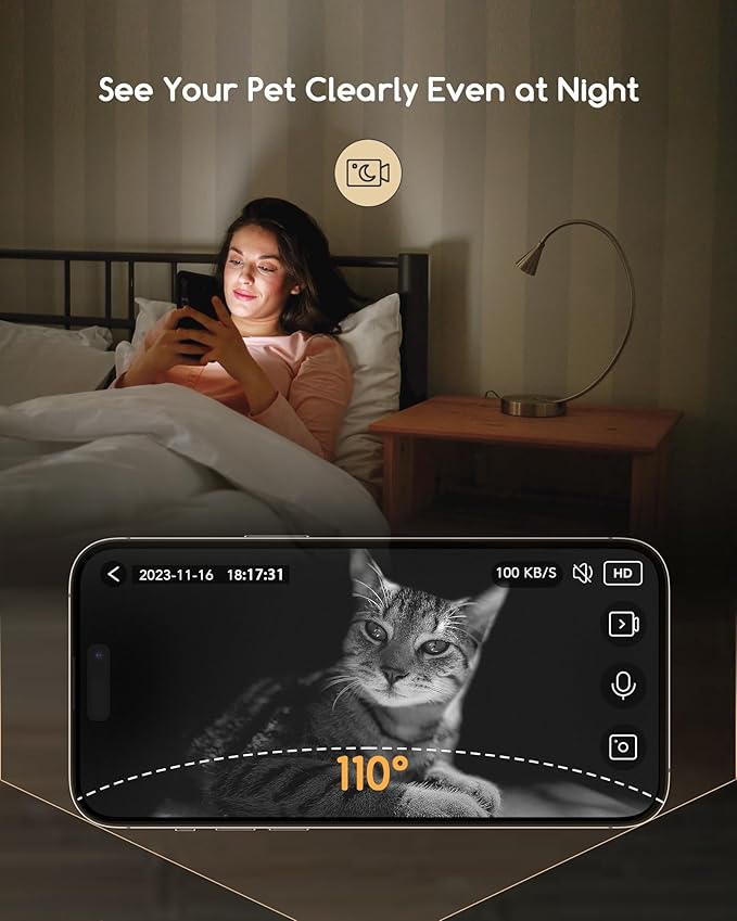 Faroro Automatic Cat Feeder with Camera, 3MP HD Video with Night Vision, 5G WiFi Cat Feeder Automatic with APP Control, 2-Way Audio, Low Food Sensor, Motion Alerts for Cats and Dogs-Mewly Pet