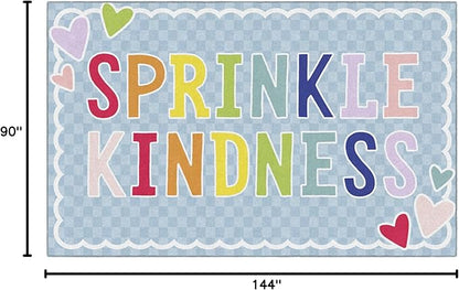 Flagship Carpets Schoolgirl Style Sprinkle Kindness Educational Area Rug for Kids Room Seating Décor, Children's Classroom, Play Carpet for Teaching and Playroom, 7'6" x 12', Blue