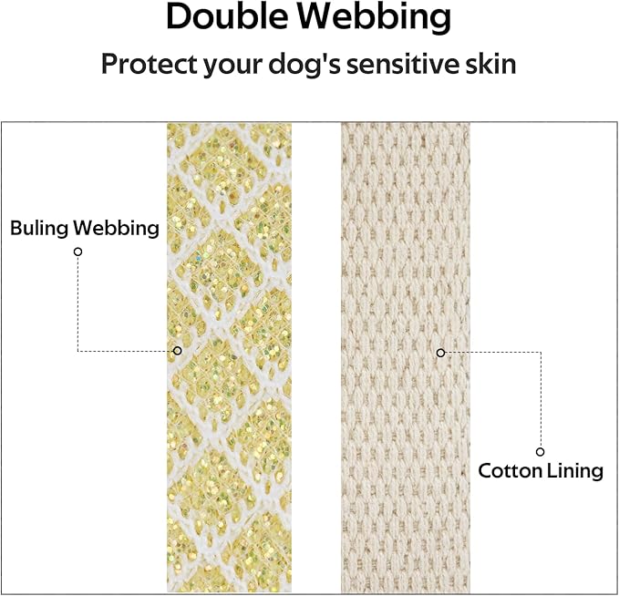 Dog Collar with Waterproof AirTag Holder & Anti-Lost QR Code, Cute Bling Warpping Adjustable Width for Small Medium Large Pet (Yellow, S)-Mewly Pet