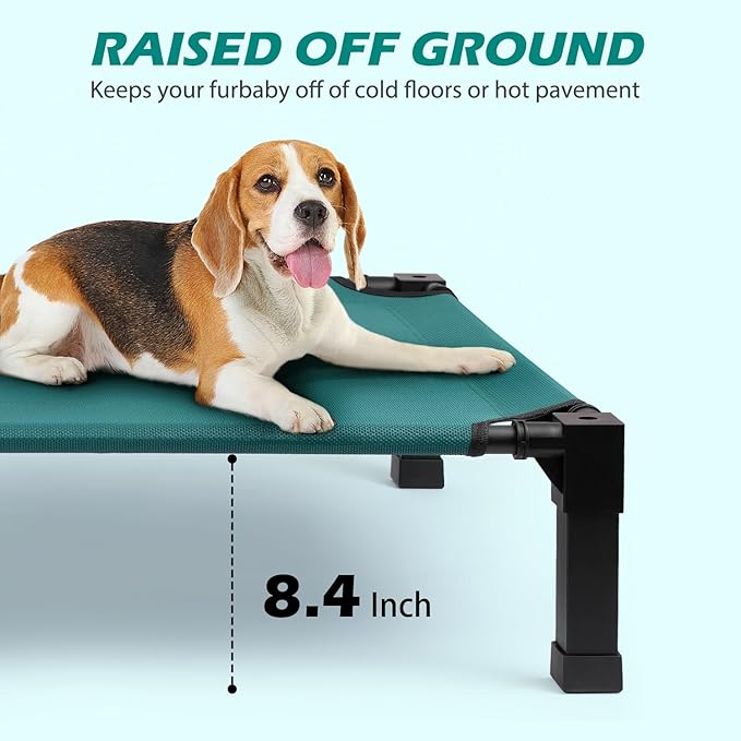 Heeyoo Elevated Dog Bed, Cooling Raised Pet Cot with Chew Proof Washable Breathable Mesh and Metal Frame, Portable Dog Cot Bed with No-Slip Feet for Outdoor or Indoor Use-Mewly Pet