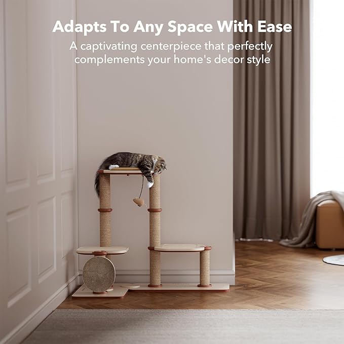 PETLIBRO Infinity Cat Tree Tower for Indoor Cats, Modular Design with Cat Bed, Toy, Felt Pads, Sisal Scratching Posts, 2-Second Setup, Sturdy Multi-Level Activity Center Cat Condo for Any Room-Mewly Pet