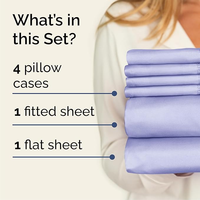 King 6 Piece Sheet Set - Comfy Breathable & Cooling - Ultra Soft Hotel Luxury Bedding Set w/ 8-16 Inch Deep Pockets - 1 Flat & 1 Fitted Sheet & 4 Pillowcases - Wrinkle Free and Easy Care - Lavender