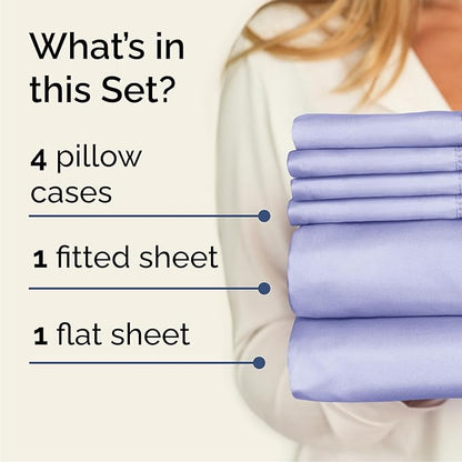 King 6 Piece Sheet Set - Comfy Breathable & Cooling - Ultra Soft Hotel Luxury Bedding Set w/ 8-16 Inch Deep Pockets - 1 Flat & 1 Fitted Sheet & 4 Pillowcases - Wrinkle Free and Easy Care - Lavender