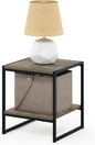 Furinno FM19122GYW Camnus Modern Living 2-Tier End Table, French Oak Grey, 15.9 in x 15.75 in x 18 in
