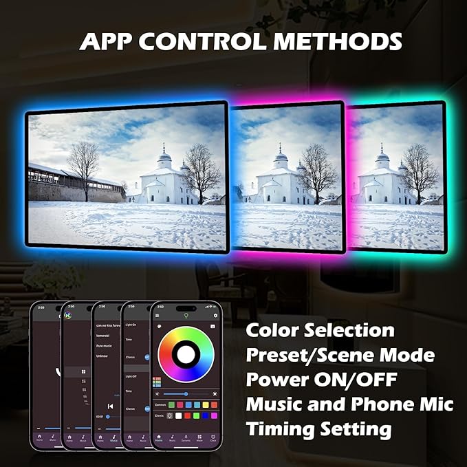 KIKO Powered Led Strip Lights, 20ft one Sets of Strip Light with 4 AA Battery Box/USB RGB LED Light, Remote and APP Control