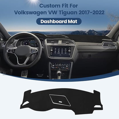 Dashboard Cover Mat Compatible with Volkswagen VW Tiguan 2017-2022 2023 2024 Dash Cover Nonslip Dash Mat Protector Sunshade No Glare Black