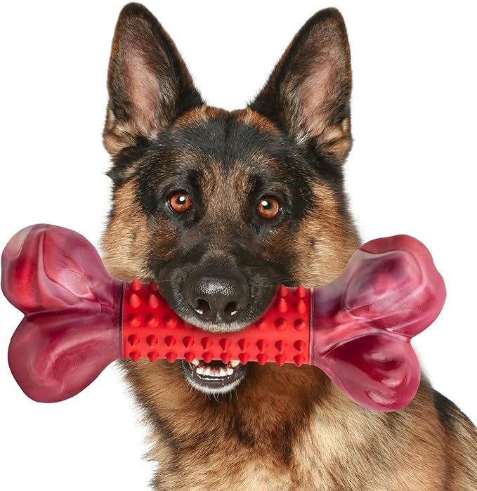 Apasiri Tough Dog Toys for Aggressive Chewers Beef Flavor: 8" Dog Chew Bone for Large Breed, Nylon & Rubber Chew Toy for Medium Large Dogs-Mewly Pet