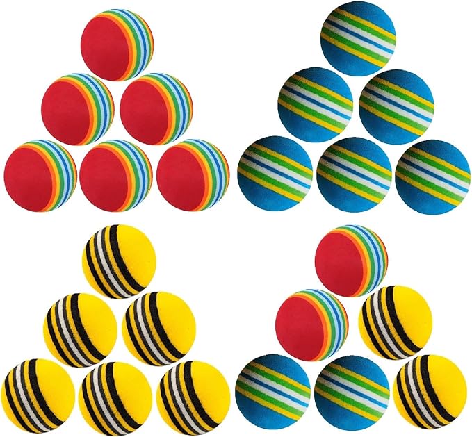 24 Pcs Colorful Soft Foam Rainbow Play Balls for Pet Dog and Cat (42cm) Ethylene Vinyl Acetate-Mewly Pet