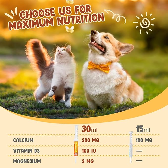 Oral Calcium for Dogs & Cats, Puppy Whelping Supplies-Supporting Milk Production & Efficient Labor, Daily Dog Calcium Supplement for Rapid Absorption & Recovery, 1 Oz-Mewly Pet