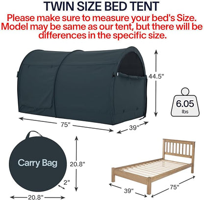LEEDOR Bed Tent Dream Tents Bed Canopy Shelter Cabin Indoor Privacy Warm Breathable Pop Up Twin/Full/Queen for Kids and Adult Patent Pending(Mattress Not Included)