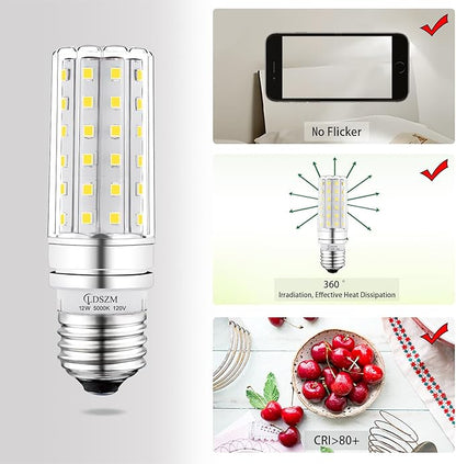LED Light Bulb 100w Equivalent 1200 Lumen 5000K Cool Daylight White 12W Super Bright LED Bulb E26 Base Non-Dimmable Ceiling Fan Light Bulbs for Home Indoor LED Corn Light Bulb Pack of 4