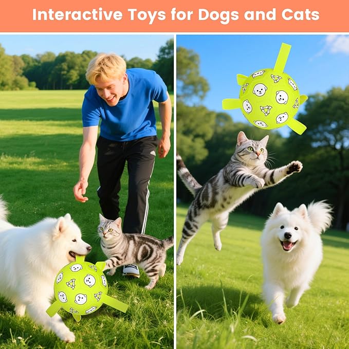 Dog Toys, Durable Dog Soccer Ball with Straps, Interactive Dog Toys, Water Fetch Ball for Tug of War, Puppy Toys for Indoor/Outdoor – Fun Dog Birthday Gift for Small & Medium Dogs, 6 Inch-Mewly Pet