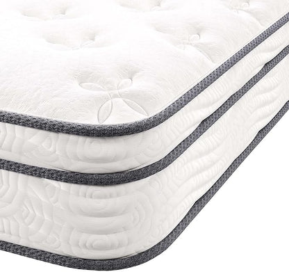 Modway Jenna 8” Innerspring and Memory Foam Twin Mattress With Individually Encased Coils, White