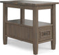 SIMPLIHOME Lev SOLID WOOD 14 Inch Wide Rectangle Transitional Narrow End Table in Smoky Brown, For the Living Room and Bedroom