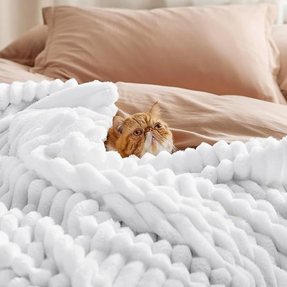 Bedsure GentleSoft White California King Size Blanket for Couch - Cozy Soft Blankets for Women, Cute Small Fleece Throws for Girls, Birthday Gifts for Women, White, 102x96 Inches