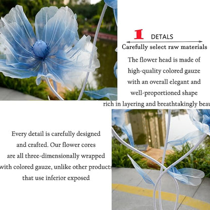 Giant Flowers for Decoration,66.9" Tall Floor Standing Life Size Silk Flower Decor - 3 Large Artificial Flowers with Stand for Wedding Reception, Party Banquet Background, Home Decor