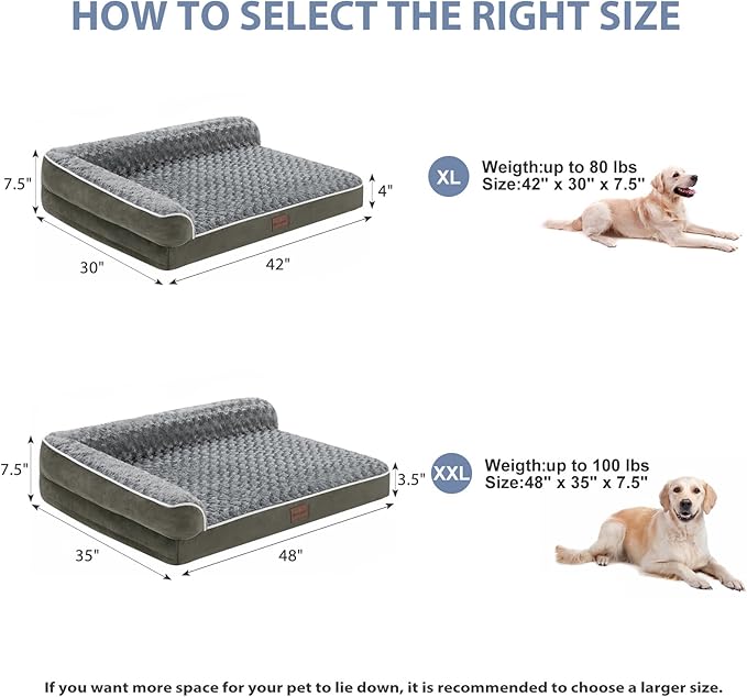 BFPETHOME Orthopedic Dog Beds for Large Dogs-Waterproof Sofa Dog Bed with Removable Washable Cover, Big Pet Bed with Waterproof Lining and Nonskid Bottom,Pet Bed for Large Dogs-Mewly Pet