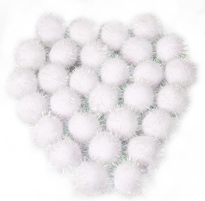 VAPKER 30 Pcs Cat Toys - Sparkle Balls, Extra Large 2 Inch Glitter Balls, White Color-Mewly Pet