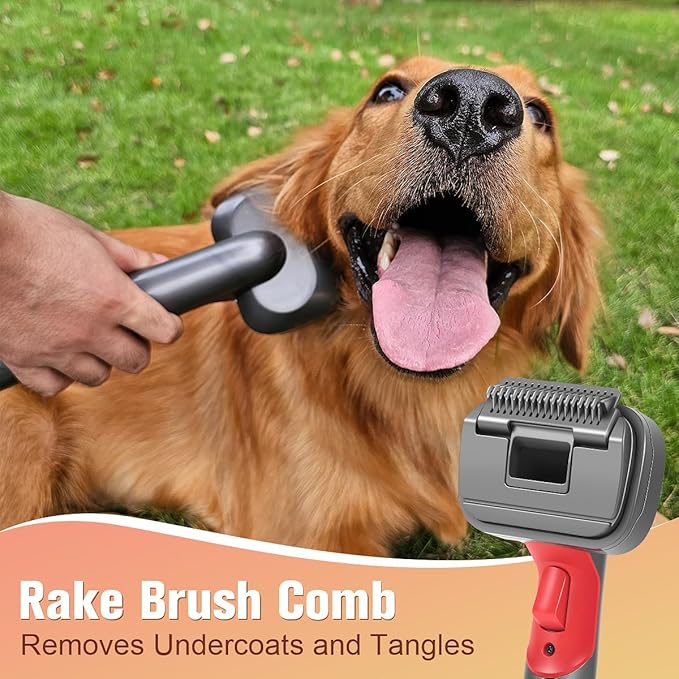 FUNTECK 2-in-1 Dog Hair Vacuum Brush for Grooming & Shedding Compatible with Dyson Gen5, V15, V12, V11, V10, V8, V7 – Removes Loose Hair, Dander, Undercoat & Tangles – Self-Cleaning Design-Mewly Pet