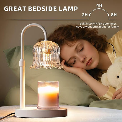Candle Warmer Lamp with Timer: White Scented Candles Heating Lights Home Decor Table Lights for Home Living Bedroom Decorative