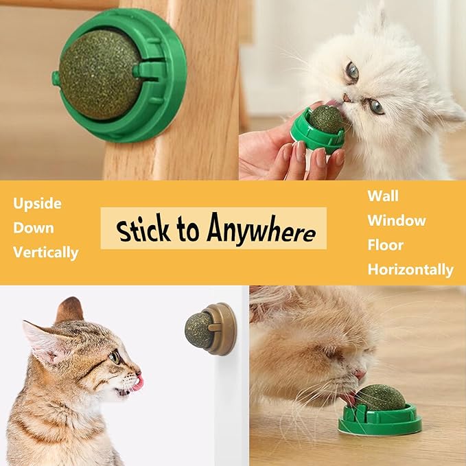 GATITOS Catnip Balls 1 Pcs, Catnip Ball for Cats Wall, Safe Healthy Kitten Chew Toys, Teeth Cleaning Dental Wall Treats, Edible Cats Lick Kitten Chew-Mewly Pet