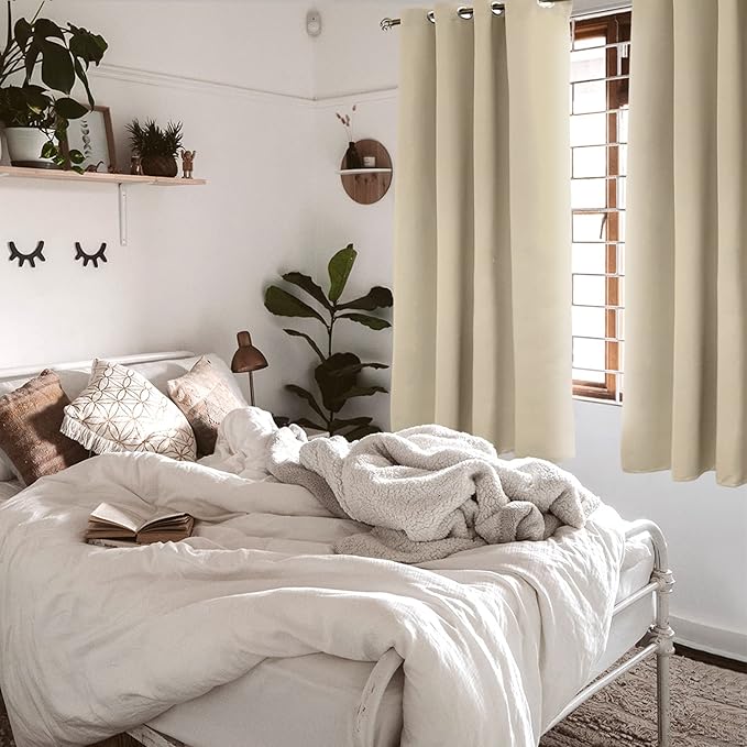BGment Room Darkening Curtains for Bedroom - Grommet Thermal Insulated Window Treatments Light Blocking Curtains for Living Room, Set of 2 Panels, Each 55 x 69 Inch, Beige