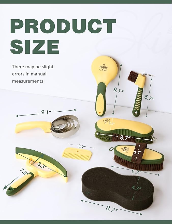 9PCS Horse Grooming Kit Curry Comb Sweat Scraper Horse Bathing Supplies Grooming Tools with Storage Bag Pasture Glow-Mewly Pet