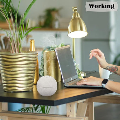 ELLDOO Natural Travertine Incense Holder, Home Decor Handmade Ball Shape Incense Cone Burner for Yoga Meditation SPA Reading, Gray