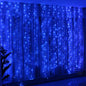 HXWEIYE 300LED Fairy Curtain Lights, 9.8x9.8Ft USB Plug-in 8 Modes Christmas String Hanging Lights with Remote for Bedroom Backdrop Wedding Party Indoor Wall Decor, Blue, Standard