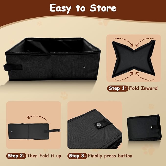 Portable Litter Box for Cats, Folding Cat Travel Litter Box Waterproof, 15.75 * 11.82 * 3.94 Inches, Traveling & Camping Cat Supplies-Mewly Pet