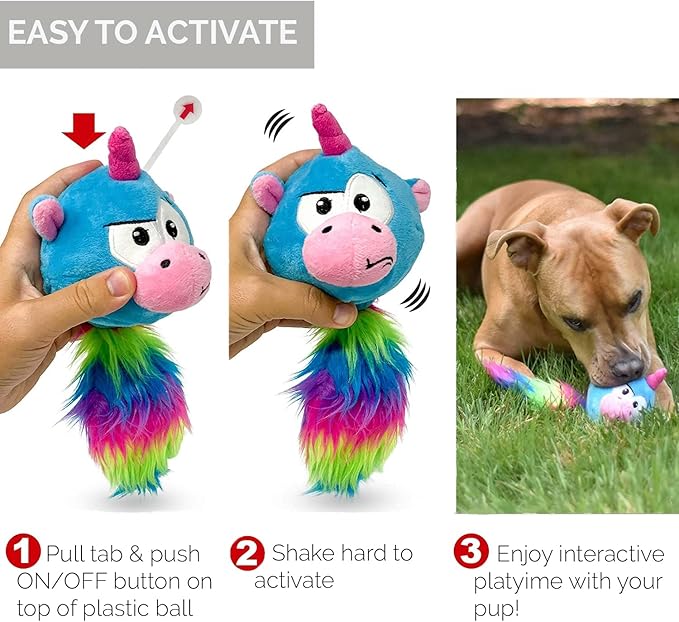 Hyper Pet Doggie Pal Unicorn Interactive Plush Dog Toys (Wiggles, Vibrates, and Barks – Dog Toys for Boredom and Stimulating Play)-Mewly Pet