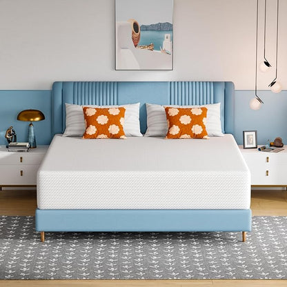 PayLessHere 14 Inch King Mattress Base Foam Mattress,Removable Soft Cover,Bunk Bed, Trundle, Daybed,White，Fiberglass Free