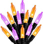 Outdoor Halloween Lights, 39Feet 100 LED Mini Lights with 8 Lighting Modes, Connectable Halloween String Light Plug In for Garden Patio Party Haunted House Ghost Holiday Decoration, Orange & Purple