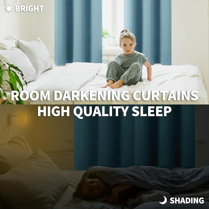 BGment Room Darkening Curtains 84 Inches Long - Grommet Thermal Insulated Drapes Window Treatment Curtains for Bedroom, 2 Panels, 42 x 84 Inch, Greyish Blue