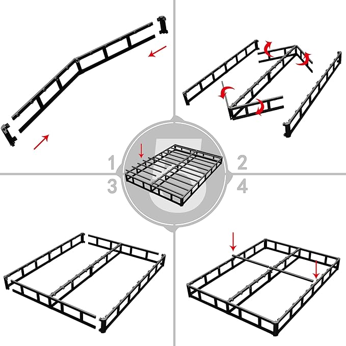 King Box Spring - 7 Inch High Profile Box Spring for King Bed, Sturdy Metal Frame Mattress Foundation, Easy Assembly, Quiet & Noise-Free
