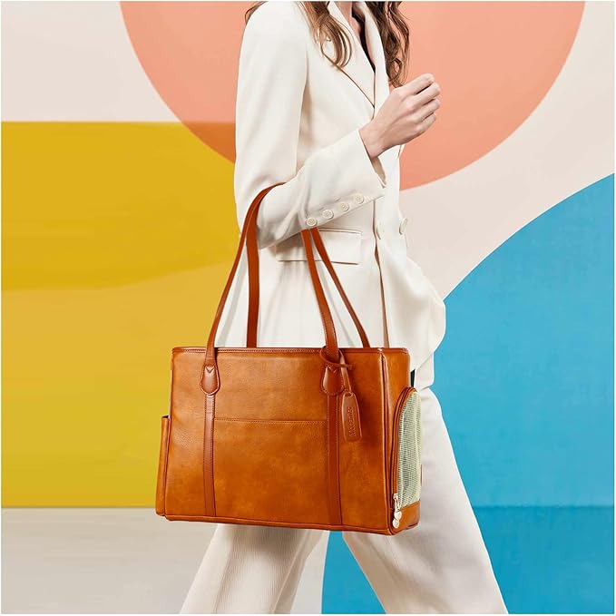 Stylish Dog Purse Carrier, Leather Pet Carrier Bag for Small Dogs Cats Puppy, Airline Approved Soft-Sided Carrier Brown-Mewly Pet