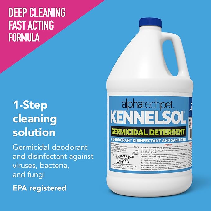 ATP KennelSol 1-Step Kennel Cleaner - 1 Gallon Liquid Disinfectant, Effective Against Bacteria and Viruses, Deodorizer Wintergreen Scent by Alpha Tech Pet-Mewly Pet