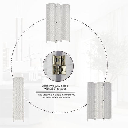 Rose Home Fashion 6 ft Tall Room Divider, Room Dividers and Folding Privacy Screens, 15.7in Privacy Screen 3 Panel Partition Temporary Wall Separation for Private, White