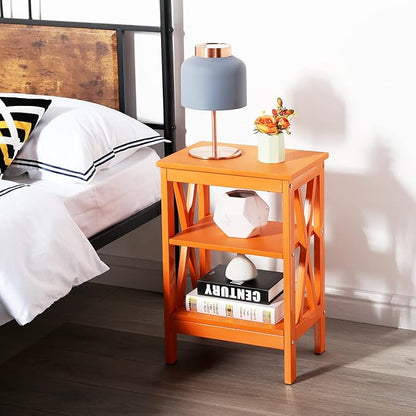 VECELO Modern Nightstands X-Design Side End Table Night Stand with Storage Shelf for Bedroom,Living Room,
