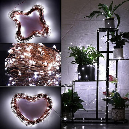 Mikasol Fairy Lights Battery Operated, 16 Packs Mini 3*AAA Battery Powered Copper Wire Led Starry String Lights Firefly Lights for Bedroom, Christmas, Parties, Decoration (5m/16ft Cool White)