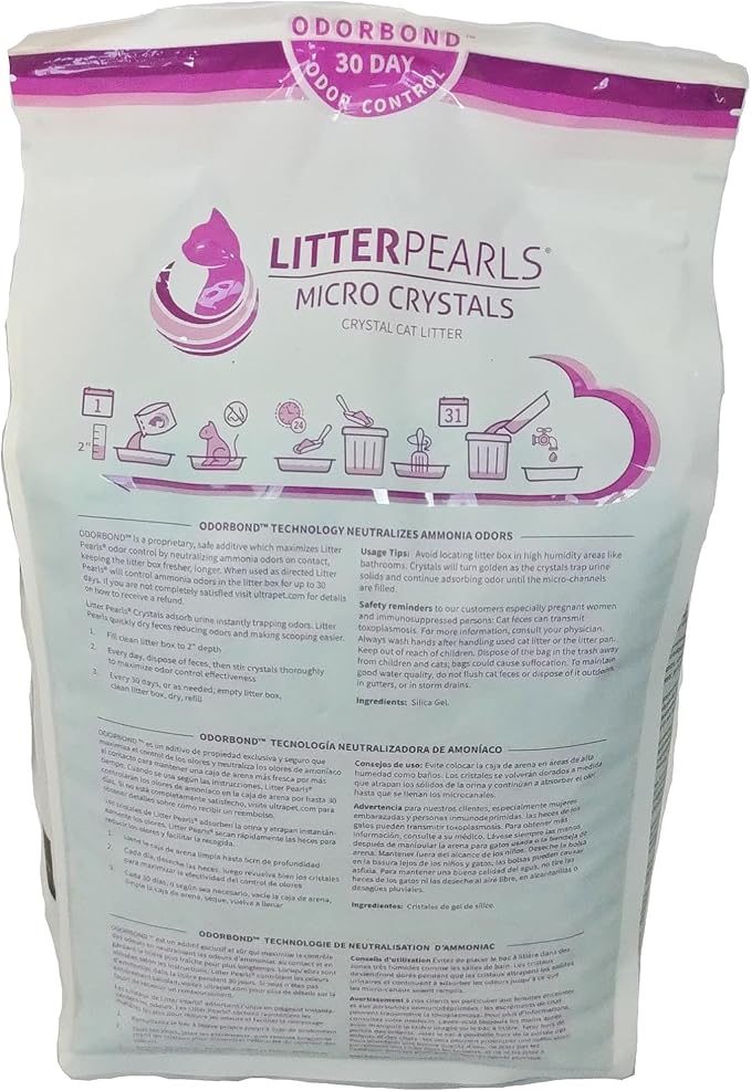 Litter Pearls Micro Crystals Unscented Non-Clumping Crystal Cat Litter with Odorbond, 10.5 Pounds-Mewly Pet
