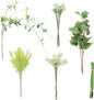 Floroom Artificial Greenery Stems Box Set, 35pcs with 5 Kinds of Faux Greenery Flowers Picks for DIY Bridal Bouquets Wedding Floral Arrangement Table Centerpieces, Light Green & White