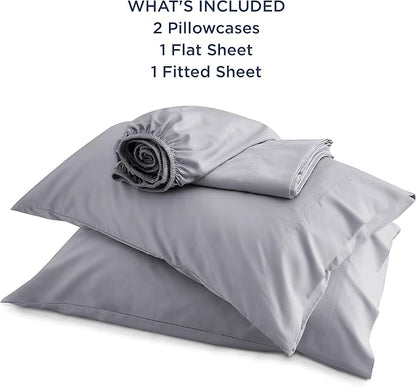 Bedsure California King Sheet Sets, Cooling Sheets, Rayon Derived from Bamboo, Breathable & Soft, Deep Pocket Up to 16 Inches, Hotel Luxury Silky Bedding for Hot Sleepers, Silver Grey