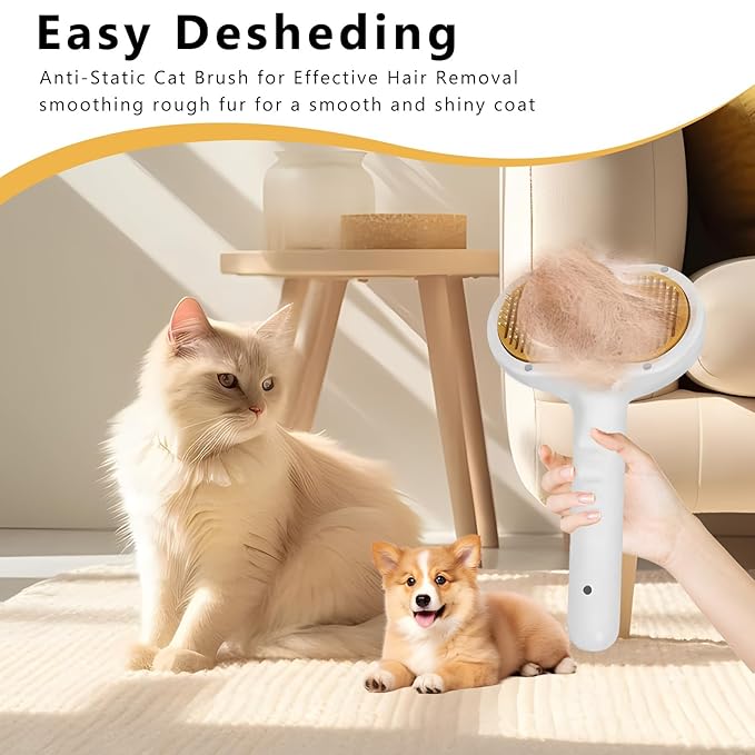 Pet Steam Brush for Dog & Cat – 3-in-1 Spray Hair Removal Comb – Steam Brush for Shedding & Grooming – Spritz Defur Comb – Includes Ear Wipes-Mewly Pet