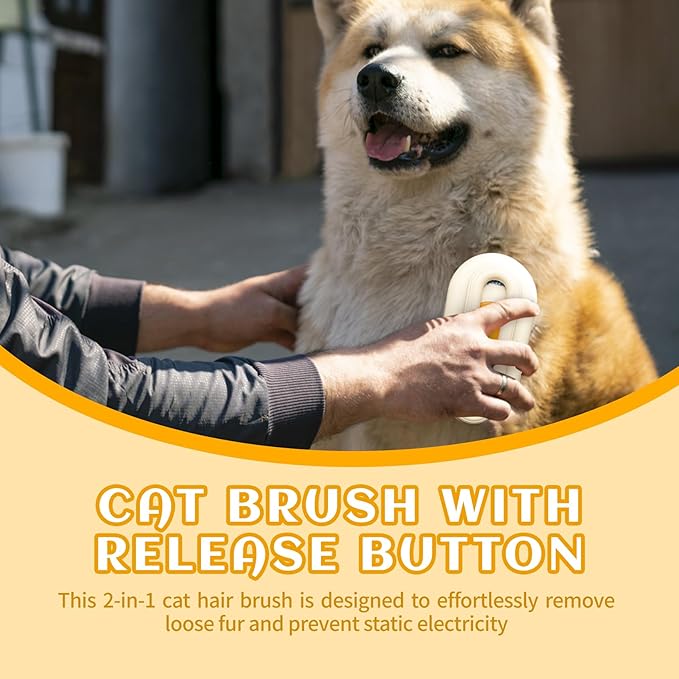 Spritz Defur Comb for Cats, New 3-in-1 Cat Steam Brush for Massaging and Cleaning Shedding Pets, Comb for Long and Short Hair Cats and Dogs Grooming Tool (Coffee)-Mewly Pet