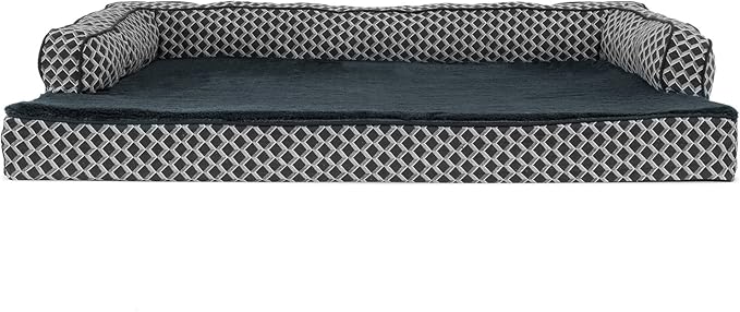 Furhaven Memory Foam Dog Bed for Large Dogs w/ Removable Bolsters & Washable Cover, For Dogs Up to 95 lbs - Plush & Woven Decor Comfy Couch Sofa - Diamond Gray, Jumbo/XL-Mewly Pet