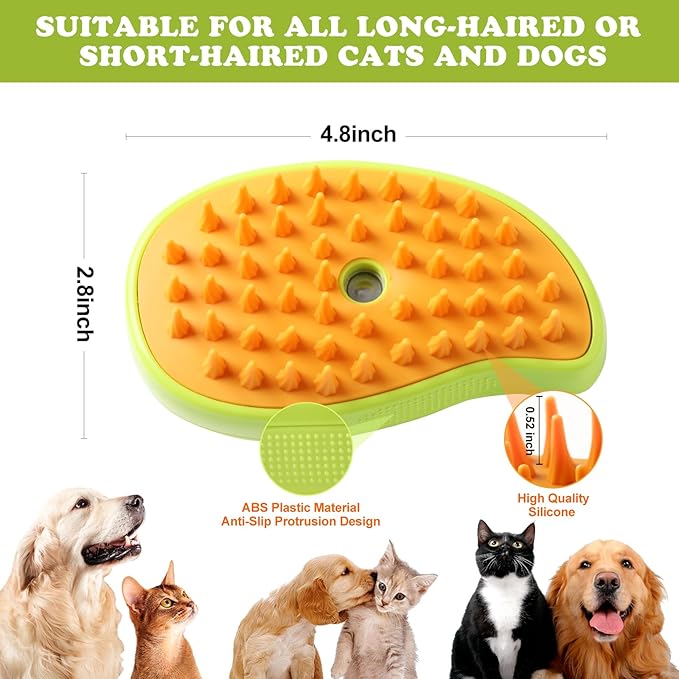 Steam Brush for Cats Shedding, 3 in 1 Steamy Water Pet Hair Removal Comb with Steamer, Spritz Comb for Dog, Indoor Cat Spray Mist Grooming Defur Brush, Cepillo Vapor Gato Perro, Steaming Cleaning Spa-Mewly Pet